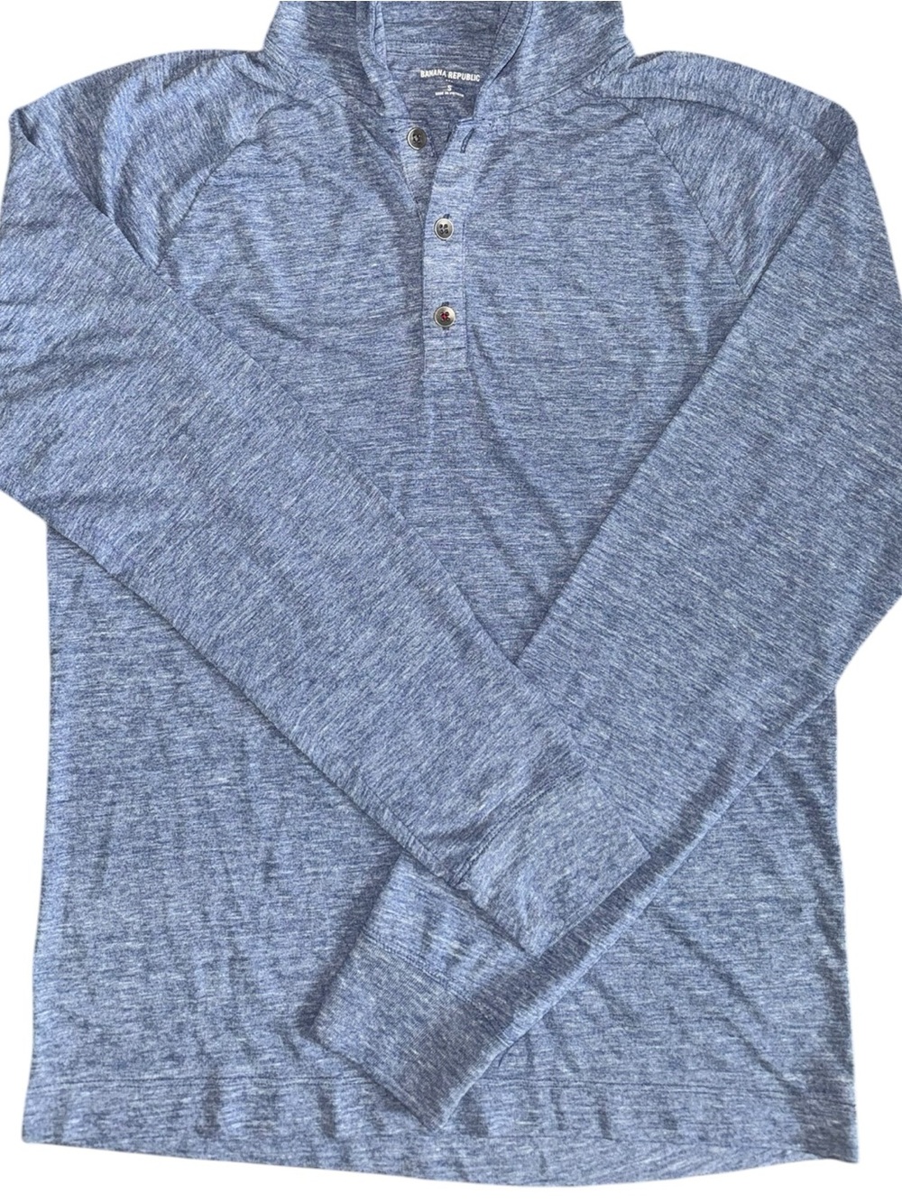 Banana Republic Blue Heather Hooded Henley Top Women Small Casual Shirt